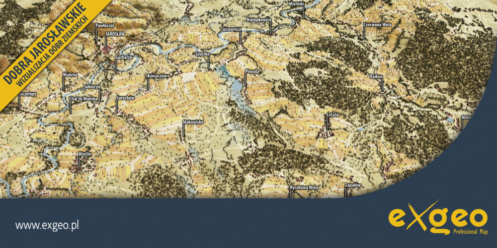 Jarosław, XVI w., plan miasta 3D, wizualizacja dóbr ziemskich, wizualizacja miasta, XVII wiek, kartografia, usługi ,exgeo