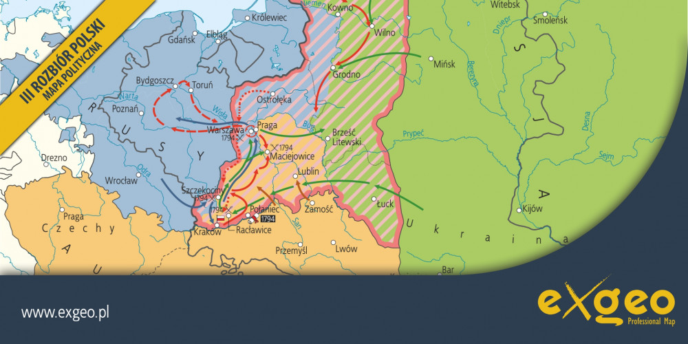 Rzeczpospolita, Polska, III rozbiór, XVIII wiek, mapa polityczna, mapy historyczne, kartografia, usługi, exgeo