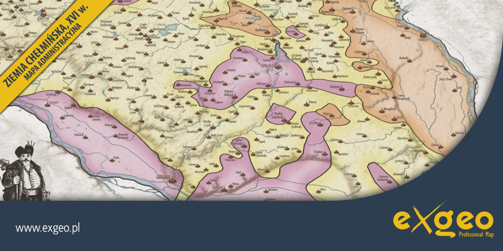 Rzeczpospolita Obojga Narodów, RON, podział administracyjny, XVI wiek, ziemia chełmińska, kartografia historyczna, mapy historyczne, usługi, exgeo